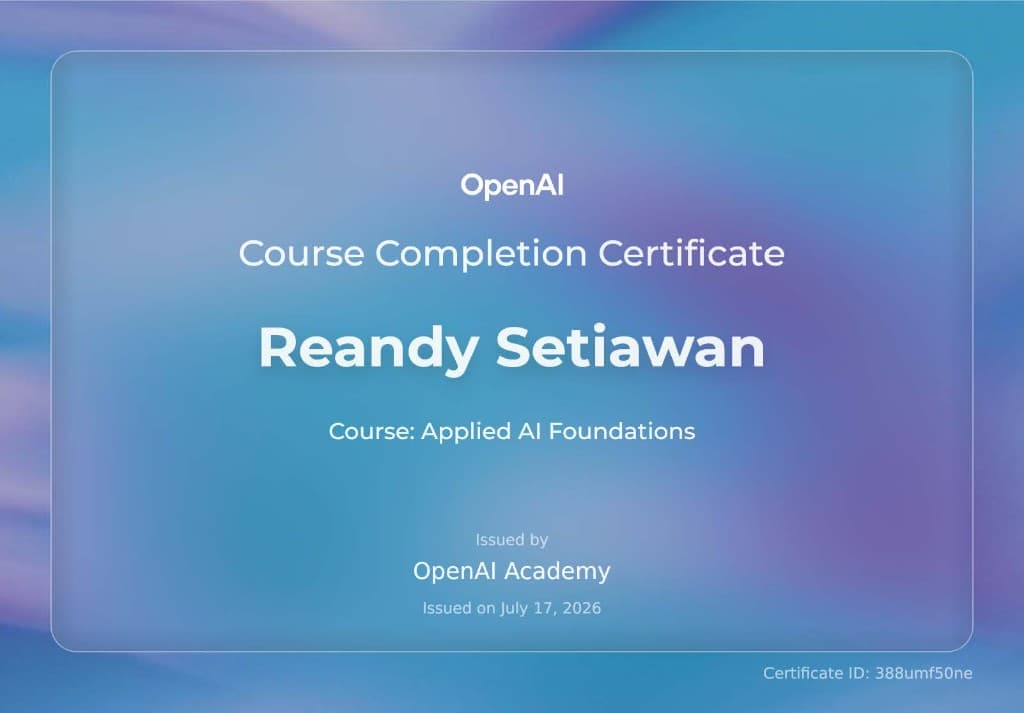 Applied AI Foundations certificate from OpenAI Academy